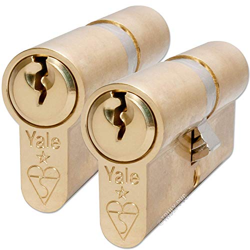 Yale Km3545-Pb-Ka - Set Di 2 Cilindri Con Sigillo Di Qualità A Doppia Stella, 3 Chiavi, Ad Alta Sicurezza, Adatti A Tutti I Tipi Di Porte, Finitura In