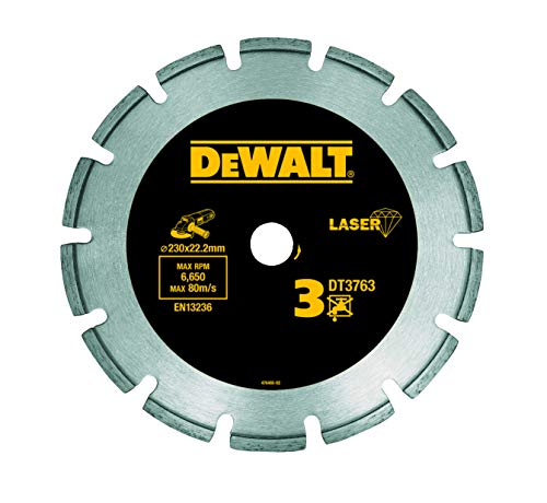 Dewalt Dt3763-Xj Disco A Corona Segmentata, Saldato Al Lasergranito E Calcestruzzo Duro, 230 X 22, 2 X 8, 5 Mm