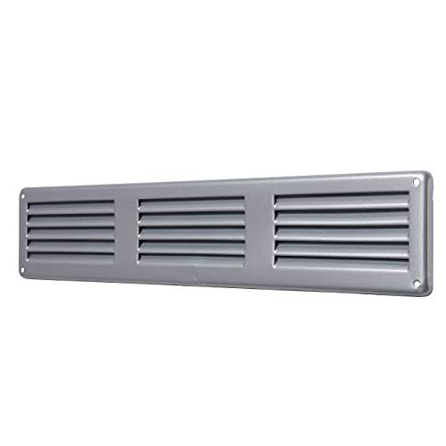 La Ventilazione Gl306Rg Griglia Di Ventilazione Rettangolare In Lamiera Verniciata Grigia, Da Sovrapporre, Con Rete Antinsetti. Dimensioni 300X60 Mm