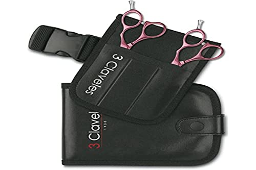 3 Claveles 12693 - Kit Peluquería De Estuche Cinturon Y Tijera Peluquero Corte Y Esculpir De 5.5", Rosa, 2 Unidad, 300 G