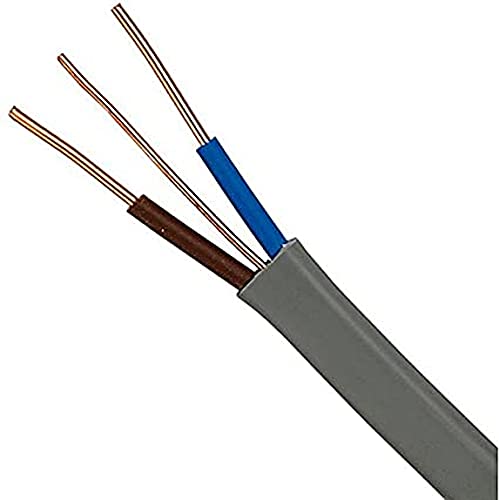 Bulk Hardware, Cavo Flat Twin E Messa A Terra, 1,5 Mm, Grigio, 10 Metri, Per Circuiti Standard 6242Y, Codice Prodotto: Bh05688