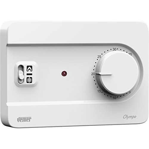 Vemer Ve757500 Olympo - Termostato Ambiente Da Parete Con Manopola, Alimentazione 230V, Bianco