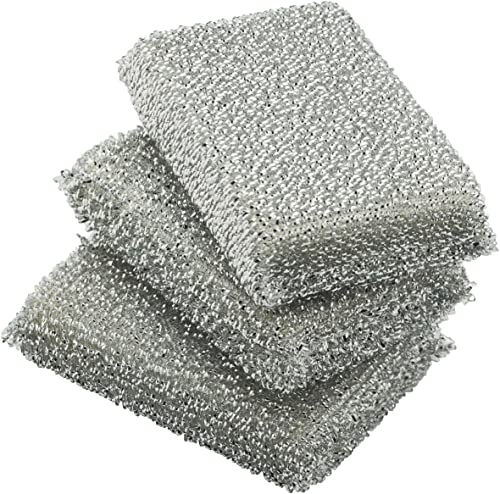Wmf Set Di 3 Cuscini Lucidi, Colore Argento, Spugna Di Lurex Ideale Per Padelle, Pentole, Piani Cottura In Vetroceramica