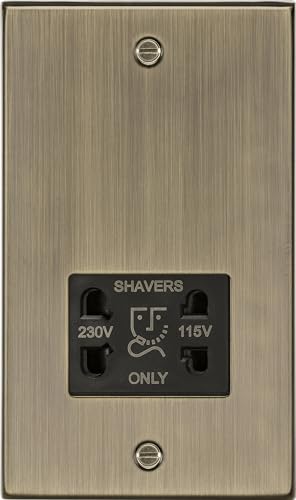 Knightsbridge Cs89Ab - Presa A Scatto Per Rasoio A Doppia Tensione, Con Inserto In Ottone Antico, 230 V