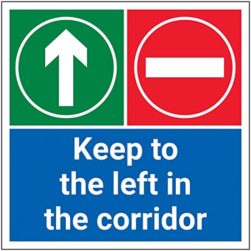 V Safety Cv285Bb-S Vsafety Keep To The Left In Corridor – 300 X 300 Mm – Vinile Autoadesivo, 300X300Mm