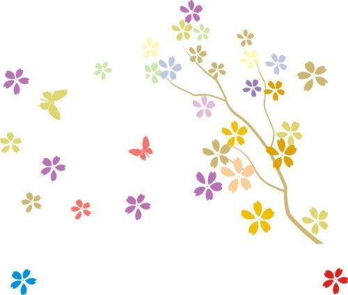 Indigos Ug Mf191 Tatuaggio Murale, Bellissimi Fiori Paesaggio Piante, Multicolore, 40 X 33 Cm