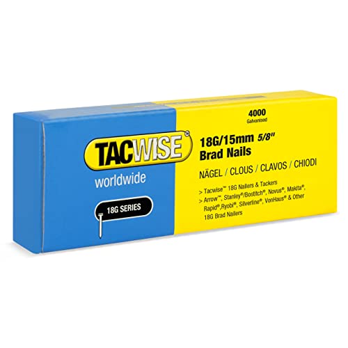 Tacwise 1708 Chiodi Brad Galvanizzati Tipo 18G / 15 Mm, Argentato, Confezione Da 4000