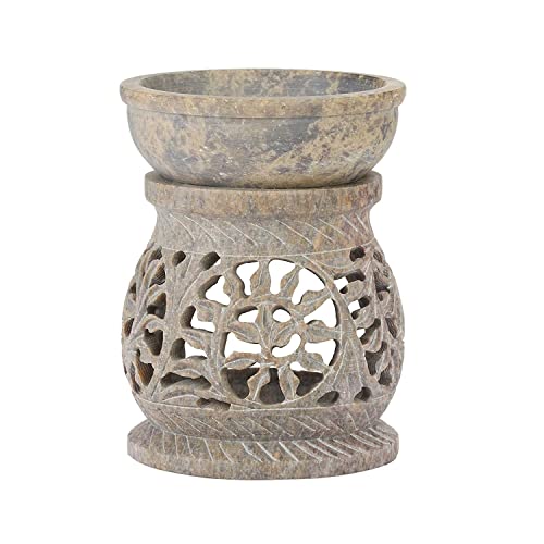 Zap Impex Bruciatore Per Scaldabagno Decorativo Porta Lumini In Pietra Naturale Per Aromaterapia, Spa, Yoga, Meditazione, Diffusore Di Oli Essenziali