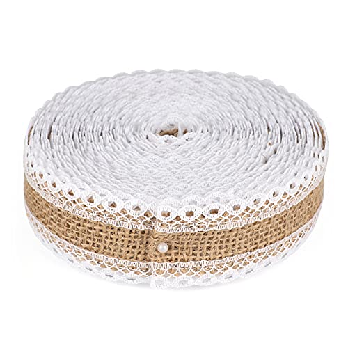 G2Plus 10 M Vintage Nastro Juta,Nastro Di Pizzo,Nastro Di Tela Di Iuta,Nastro Da Regalo, Nastro Con Pizzo, Per Feste E Decorazioni Per Matrimonio, Con