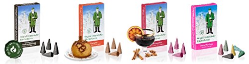 Crottendorfer - Coni Di Incenso Originali, 4 Varietà In Un Set, Diverse Fragranze (Monti Metalliferi, Profumo Natalizio, Bm, Magia Del Camino, Mela Al