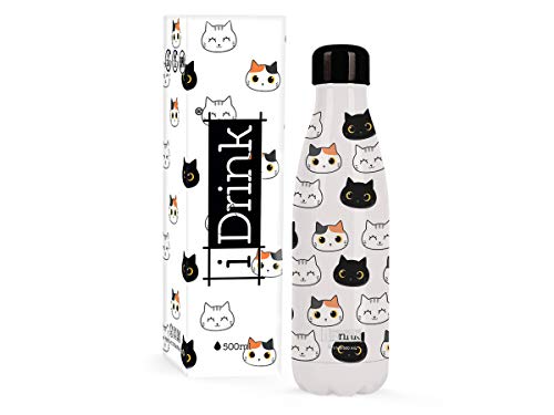 I-Drink - Borraccia Termica In Acciaio 350/500/750/1000 Ml (500 Ml, Cat)