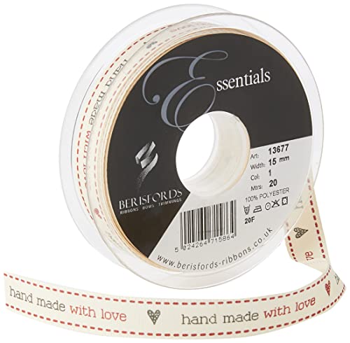 Berisfords Nastro Hand Made With Love 15 Mm, Naturale