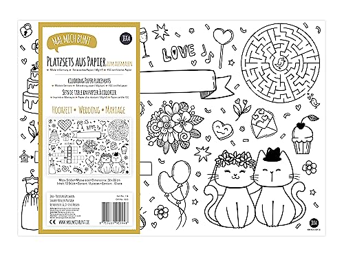 Set Di 12 Tovagliette Da Colorare, Motivo: Matrimonio, Tovagliette Da Colorare Per Bambini, Colorare Matrimonio, Attività Per Bambini, Decorazione Del