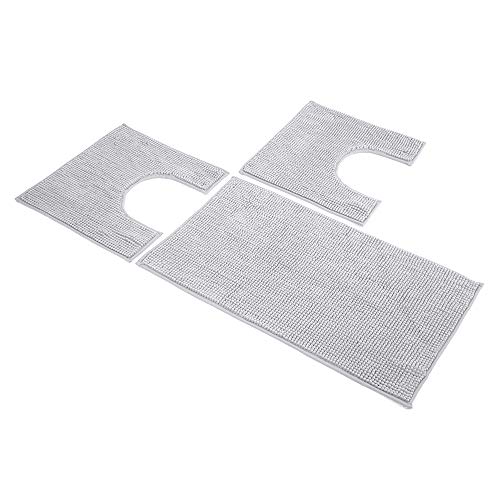 Sophie Maison Poppy Set Tappeti Bagno, 100% Microfibra Poliestere, Grigio, 45 X 75+45 X 4