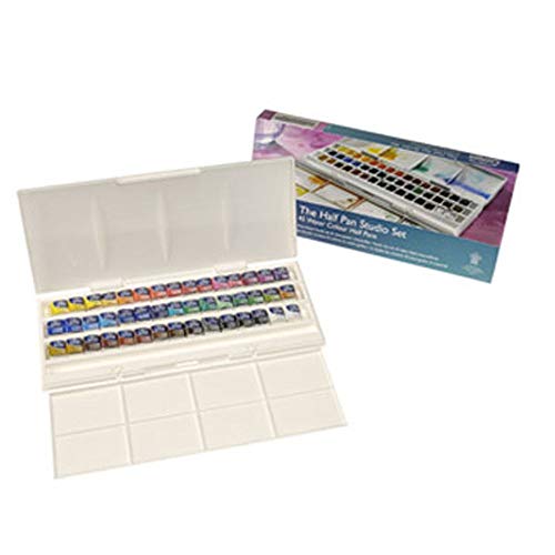Winsor & Newton Set Di Acquerelli Cotman Studio Half Pan – Include Integral Palette