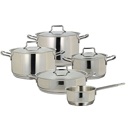 Tognana Vanitosa, Batteria Di Pentole E Padelle, Set Con 3 Casseruole, 1 Pentola, 1 Tegame, 4 Coperchi, 9 Pezzi, Acciaio Inox