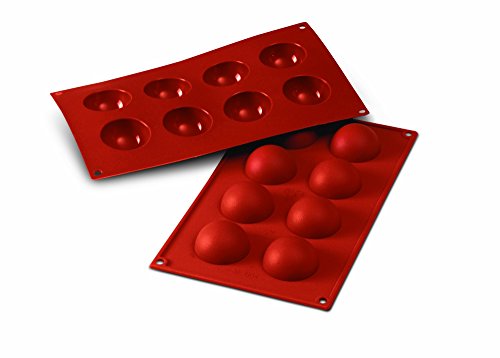 Silikomart Sf004/C Stampo 8 Semisfere Classic, Silicone, Rosso