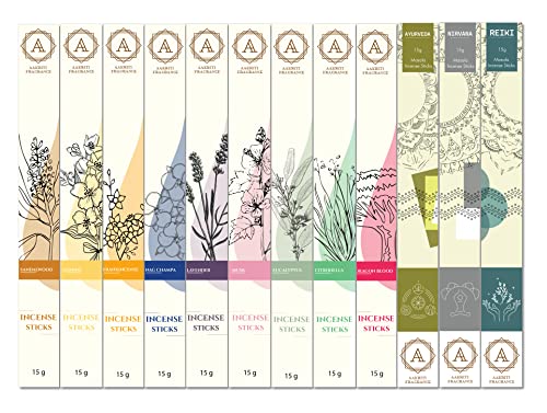 Aakriti Incense Natural Masala Incense Sticks,Premium Long Lasting,Non-Toxic, Assorted Pack Of 12 (Set 2)…