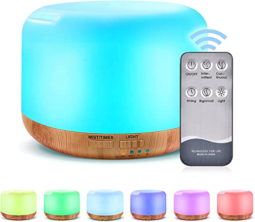 Aoreun Umidificatore, 300Ml Umidificatore Ad Ultrasuoni, 7 Colori Luci Con Telecomando Olio Essenziale Diffusore, Humidifier Con Con Funzione Timertim