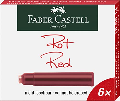 Faber-Castell Inchiostro Rosso In Boccetta Di Vetro (Etichetta In Lingua Italiana Non Garantita) Cartuccia Standard 6 Tintenpatrone Standard 6Er Color