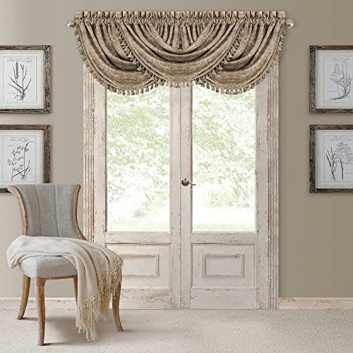 Elrene Home Fashions Antonia Mantovana Per Tenda Oscurante, Con Linguetta Posteriore, Tessuto, Tortora, 52 In X 36 In (1 Valance)
