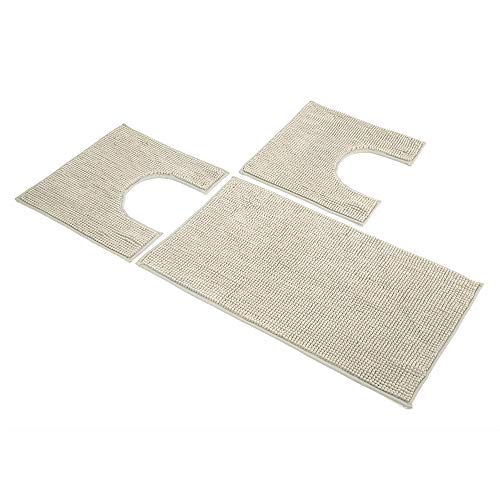 Sophie Maison Poppy Set Tappeti Bagno, 100% Microfibra Poliestere, Tortora, 45 X 75+45 X 4