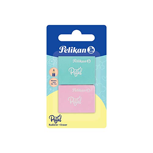 Pelikan Gomme Da Cancellare, In Colori Pastello, Gomma Per Matite In Grafite, Con Angoli Smussati, Confezione Da 2 Pezzi