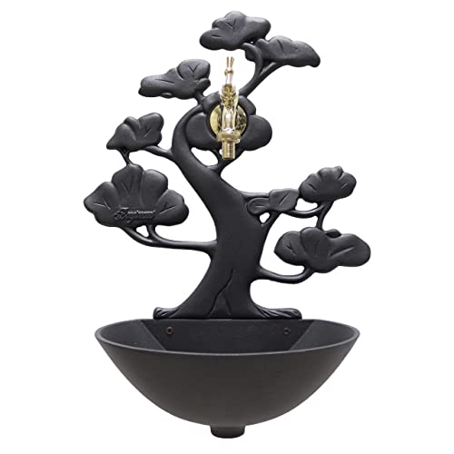 Fontana A Muro Modello Azalea Colore Grigio Ghisa Con Rubinetto Mod. 303L In Ottone Lucido Per Casa E Giardino