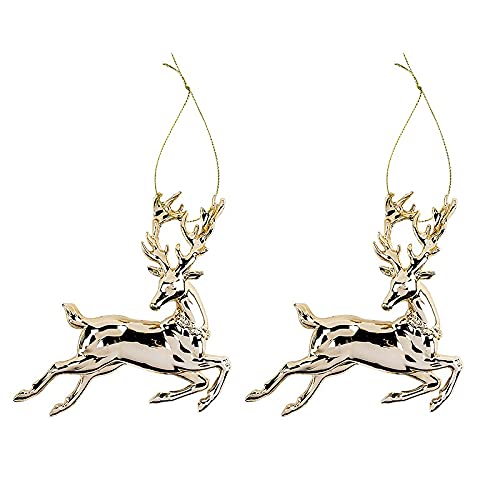 Ideen Mit Herz Decorazione A Forma Di Cervo | Metallizzato | 2 Pezzi | Ideale Come Decorazione Natalizia, Decorazione Per Albero Di Natale (Design 2 |