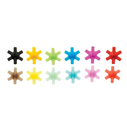 Mastrad F01039 - Lotto Di 12 Segna Bicchieri, In Silicone/Polipropilene, Multicolore, 12 Unità