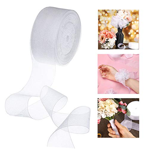 Wantouth Nastro Organza Bianco 4 Cm*45 M Nastro Per Regalo In Organza Pollici Scintillio Nastro Organza Pura Con Bordi Bianchi Per Decorazioni Festiva