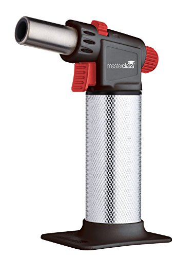 Masterclass Torcia A Soffio, Torcia A Gas Da Cucina Ricaricabile, Fiamma Anti-Flare Regolabile, Metallo Antiscivolo, Argento/Nero/Rosso