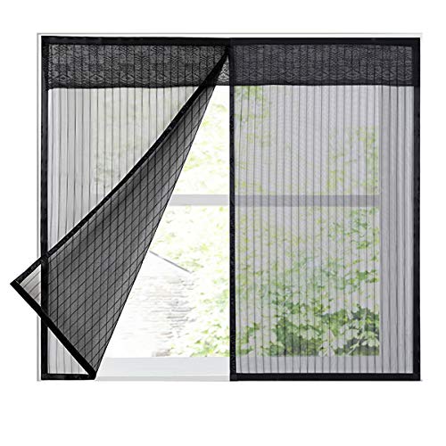Lkxharleya Zanzariera Per Finestra, Zanzariera Per Finestra Magnetica, Zanzariera Con Nastro Magico Protezione Zanzara, Nero, 120X130 Cm(W X H)