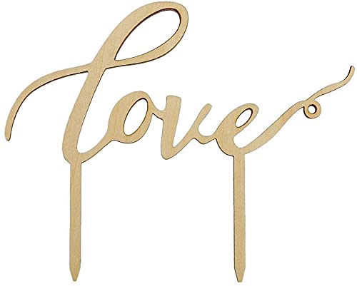 Miss-Shop Love Cake Topper,Sposa Decorazione Torta Di Legno, Per Mr & Mrs Wedding Cake Topper Decorazione
