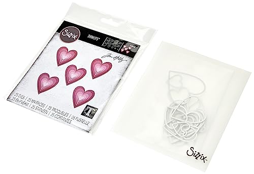Sizzix Thinlits Die Set 25Pk Piastrelle Impilate Cuori Di Tim Holtz, 665858, Multicolor, One Size