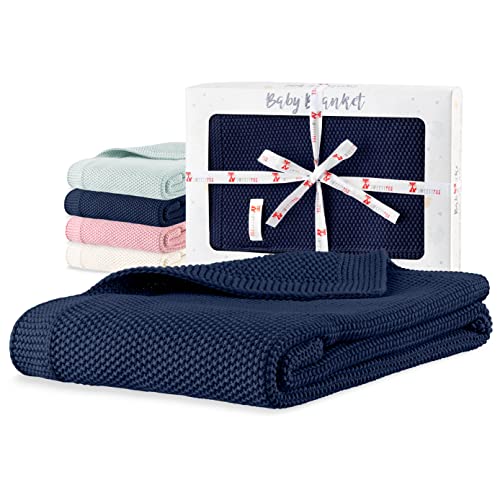 Sweety Fox - Copertina Neonato Bimbo E Bimba 80 X 100 Cm - 100% Cotone Biologico - Coperta Neonato Blu Navy - Accessorio Perfetto Per Bambini - Nuova