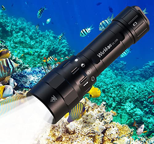 Wurkkos Dl10R Torcia Subacquea, 4500 Lumens, Porta Usb-C Incorporata, Led Cree Xhp70.2, Impermeabilità Ipx8, Torcia Per Immersioni Con Batteria Ricari
