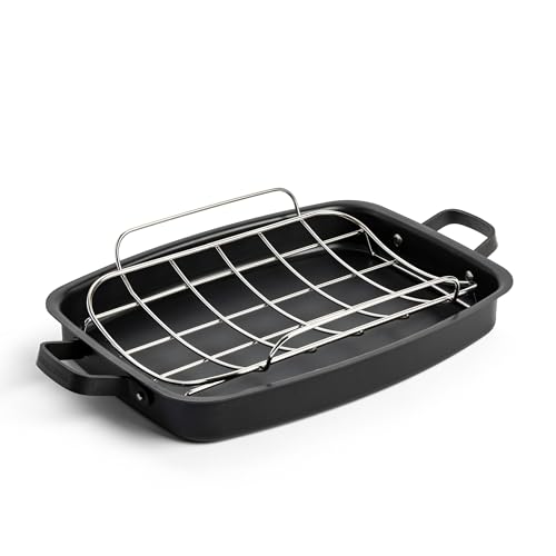 Merten & Storck Padella Per Arrostire Pre-Stagionata In Acciaio Al Carbonio A Induzione 47X27X6 Cm Con Cestello Removibile In Acciaio Inox, Sicura In