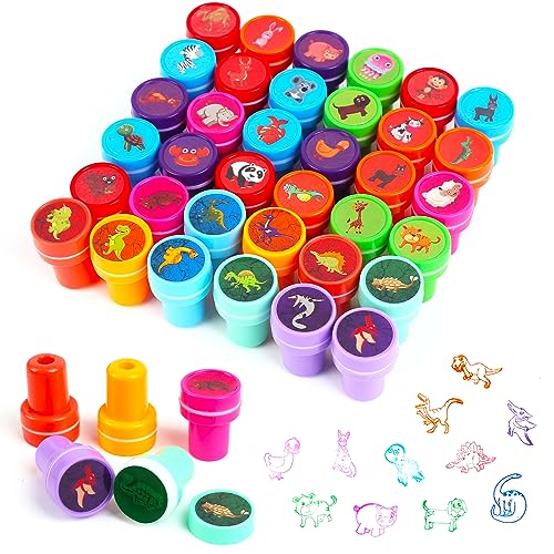 Gudotra 36 Pezzi Timbri Bambini Gadget Compleanno Bambini Timbri Dinosauro Animali Regalini Fine Festa Compleanno Natalescrapbooking Album(Animali)