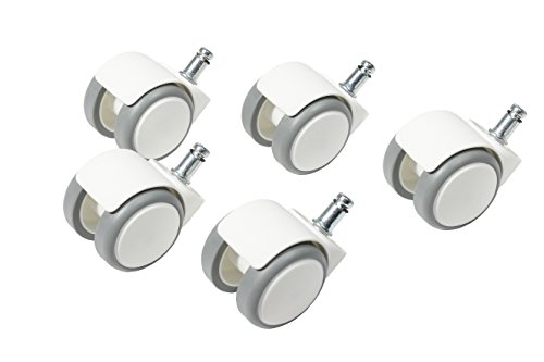 Topstar Set Di 5 Rotelle Per Sedia Da Ufficio Con Pavimento Duro Topstar Rotolo S'Neaker Diametro 50 Mm/Dimensione Penna 10 Mm Bianco/Grigio, In Plast