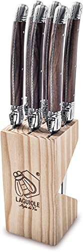 Laguiole Style De Vie Premium Line - Coltello Da Bistecca, Spessore 1,8 Mm, Colore Legno, 6 Pezzi