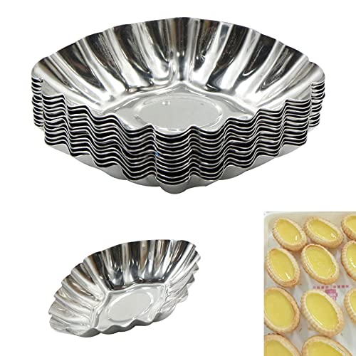 Stampo Crostate Quiche Crostate All'Uovo - Acciaio Inossidabile Crostate Mini Stampi Rivestimento Antiaderente Cupcake Stampo Biscotti Budino Strument