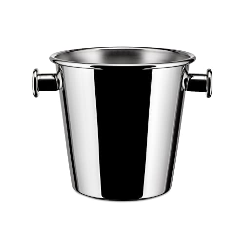 Alessi - 5051 - Secchiello Per Ghiaccio Con Manici E Griglia In Acciaio Inossidabile 18/10 Esterno Lucido, Interno Satinato.