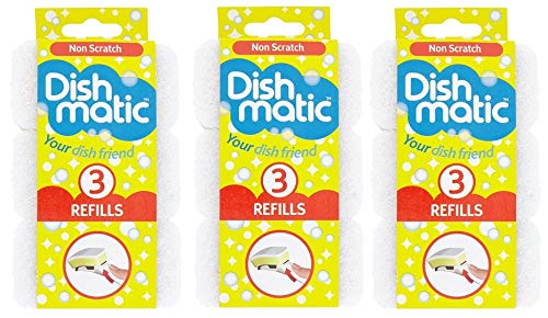 Dishmatic - Spugne Di Ricambio Per Pulizia Antiscivolo, Colore: Bianco, 9 Pezzi