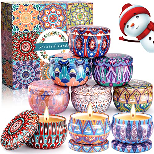 Mulevip Candele Profumate,Candele Confezione Da 9 Candele Profumate Set,Regalo Cera Di Soia Naturale Set,Regalo Per Donne,Per Feste Di Matrimonio Comp
