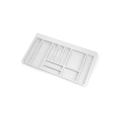 Emuca - Portaposate Per Cassetto Da Cucina Vertex/Concept 500, Modulo 900 Mm, Spalle 16Mm, Plastica, Bianco
