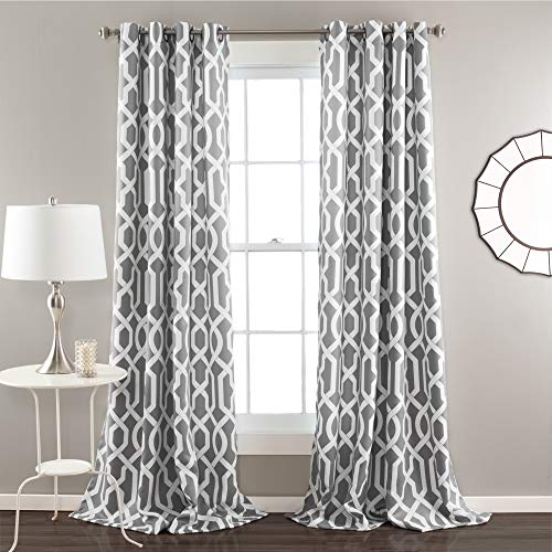 Lush Decor Edward Trellis Oscurante. Finestra Tenda A Pannello Coppia, Gray, Panel Pair 108" X 52"