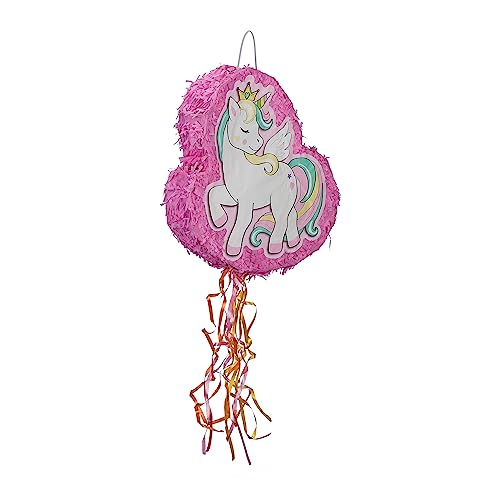 Relaxdays Pignatta Unicorno, Piñata Da Appendere, Gioco Per Bambini, Compleanni, Da Riempire, Hlp 43 X 42 X 9 Cm, Rosa, 60% Carta 40% Cartone
