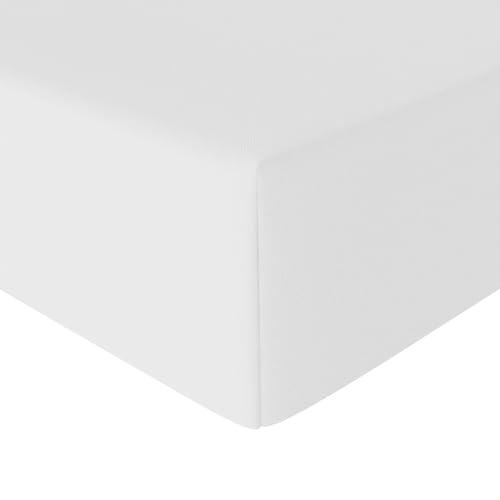 Amazon Basics - Lenzuolo Con Angoli In Microfibra, 140 X 200 X 30 Cm, Bianco Brillante