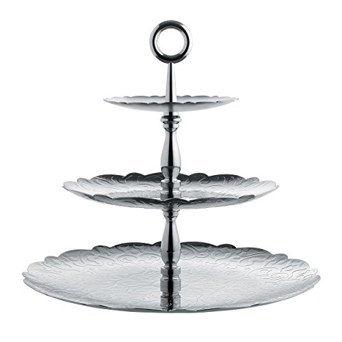 Alessi Dressed For X-Mas Alzata A Tre Elementi Con Decoro A Rilievo, Acciaio Inossidabile, Argento, 34X34X31.00 Cm